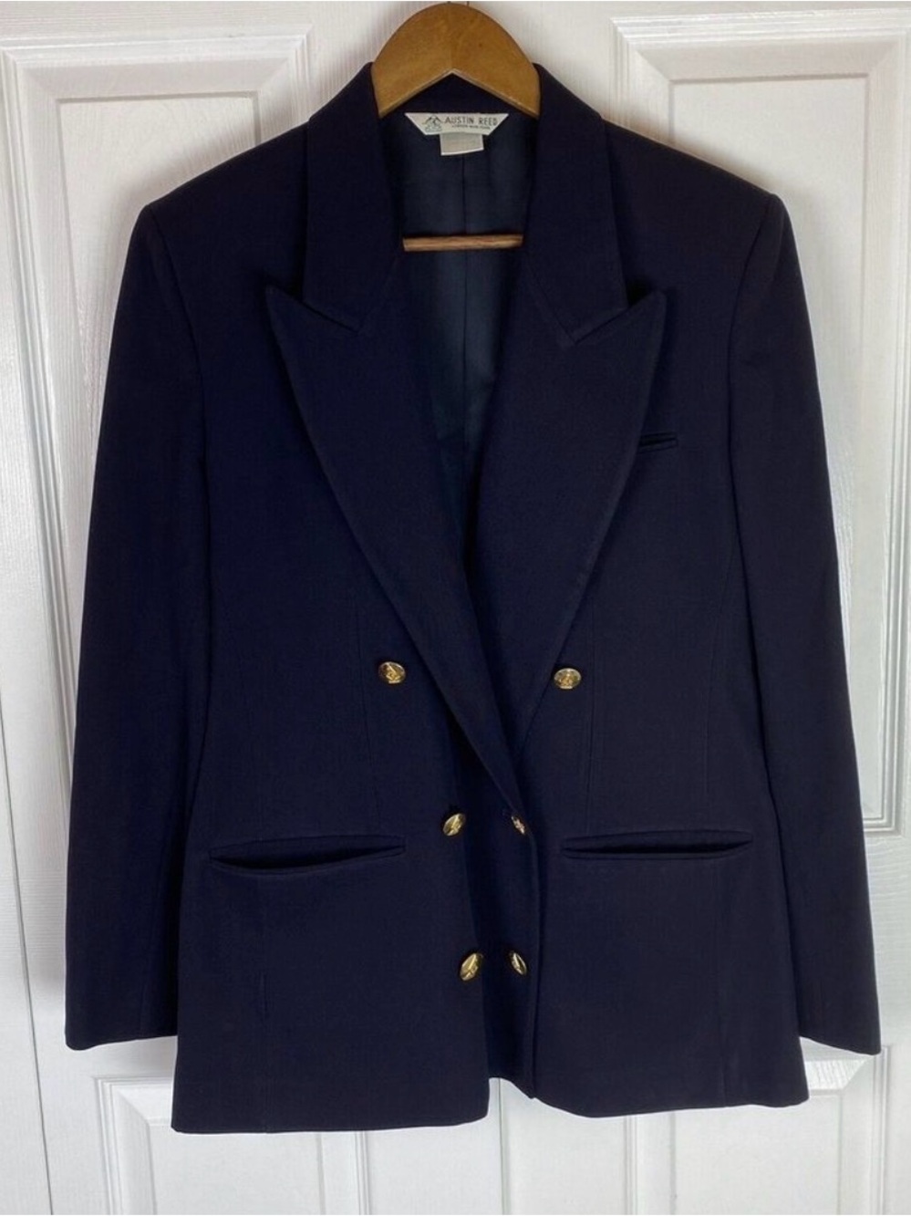 Austin Reed Navy Double-Breasted Blazer with Gold Buttons